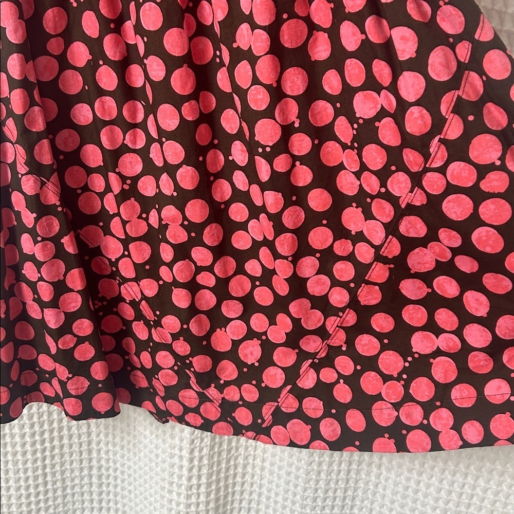 Free People Jodie Printed Tunic Small Chocolate Pink Dot Flowy Oversized - Picture 8 of 13